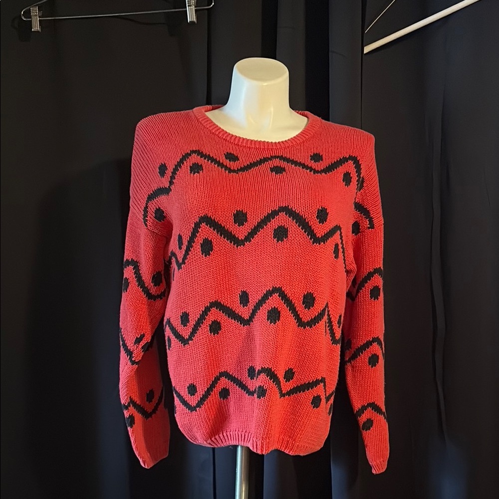 Red and Black Patterned Sweater
